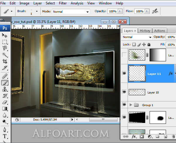 lcd plasma alive tv , midnight magic, zoo, zebra, crocodile, tv set, interior, mysterious room, horror room.